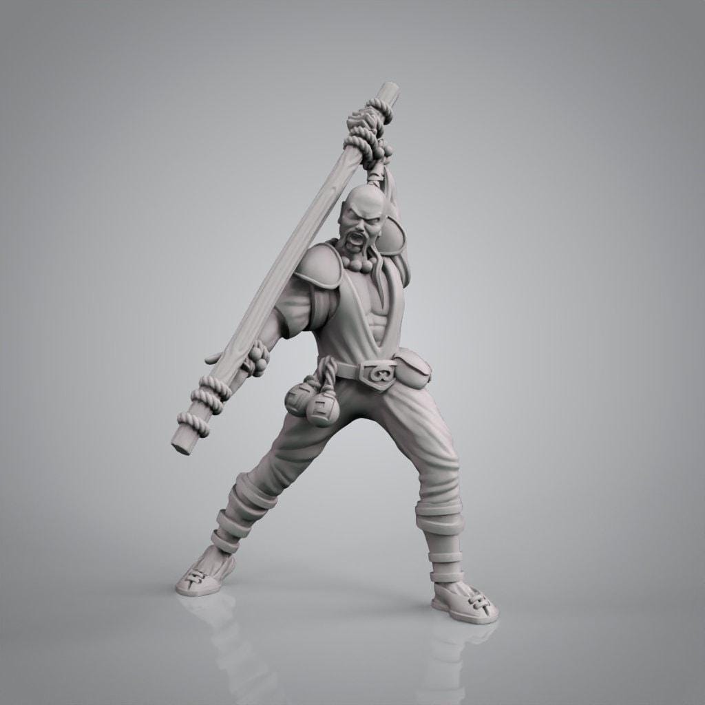Warrior Monk 3D Print Collectible Resin Miniature dnd Pathfinder ttrpg wargames d20 rpg 28mm 32mm 35mm 40mm 54mm 75mm
