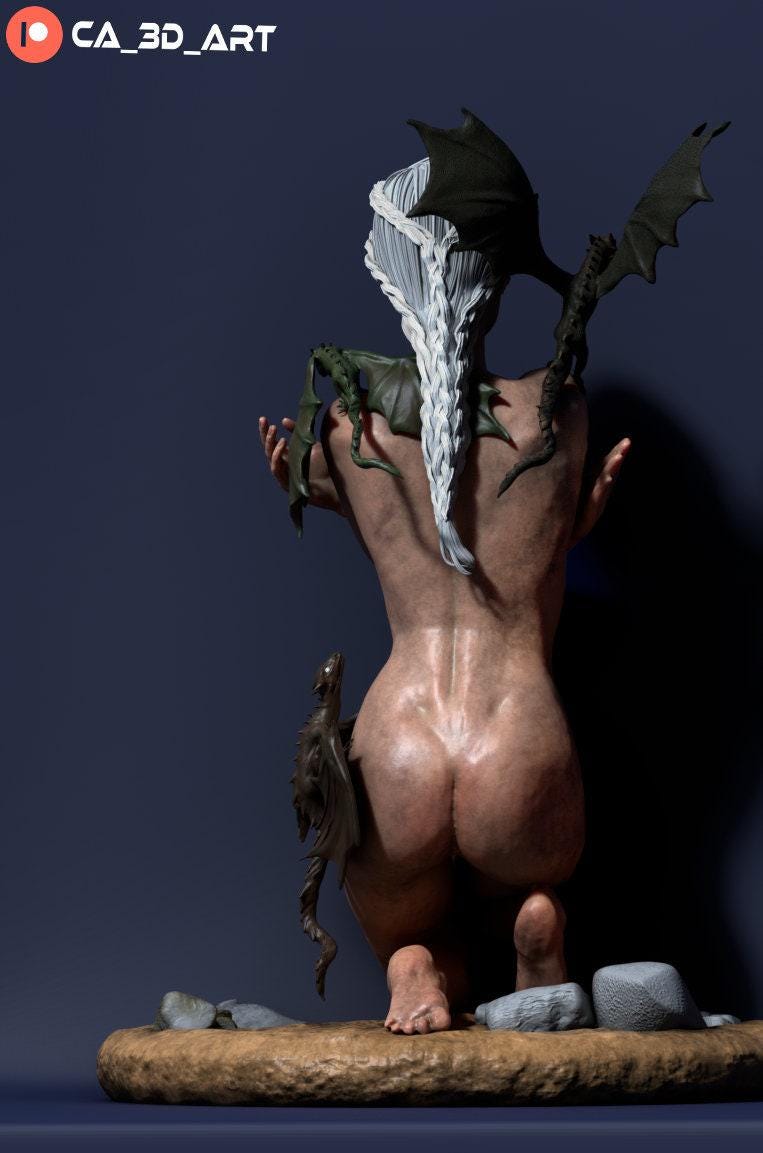 Daenerys Targaryen NSFW 3D Printed Statue – Mature Dragon Queen Resin Collectible, Made to Order for Adult Collectors