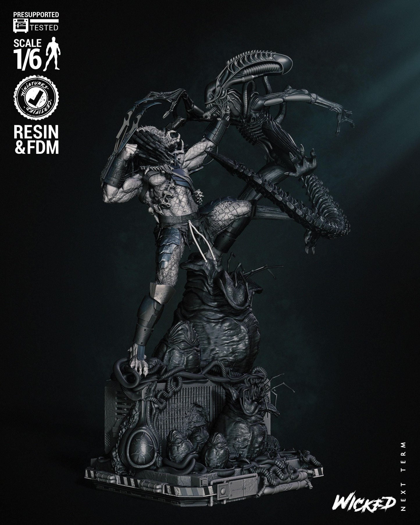 Alien vs Predator 3d print Collectible Miniature statue figure gift idea for man woman painter painted scale 1\12