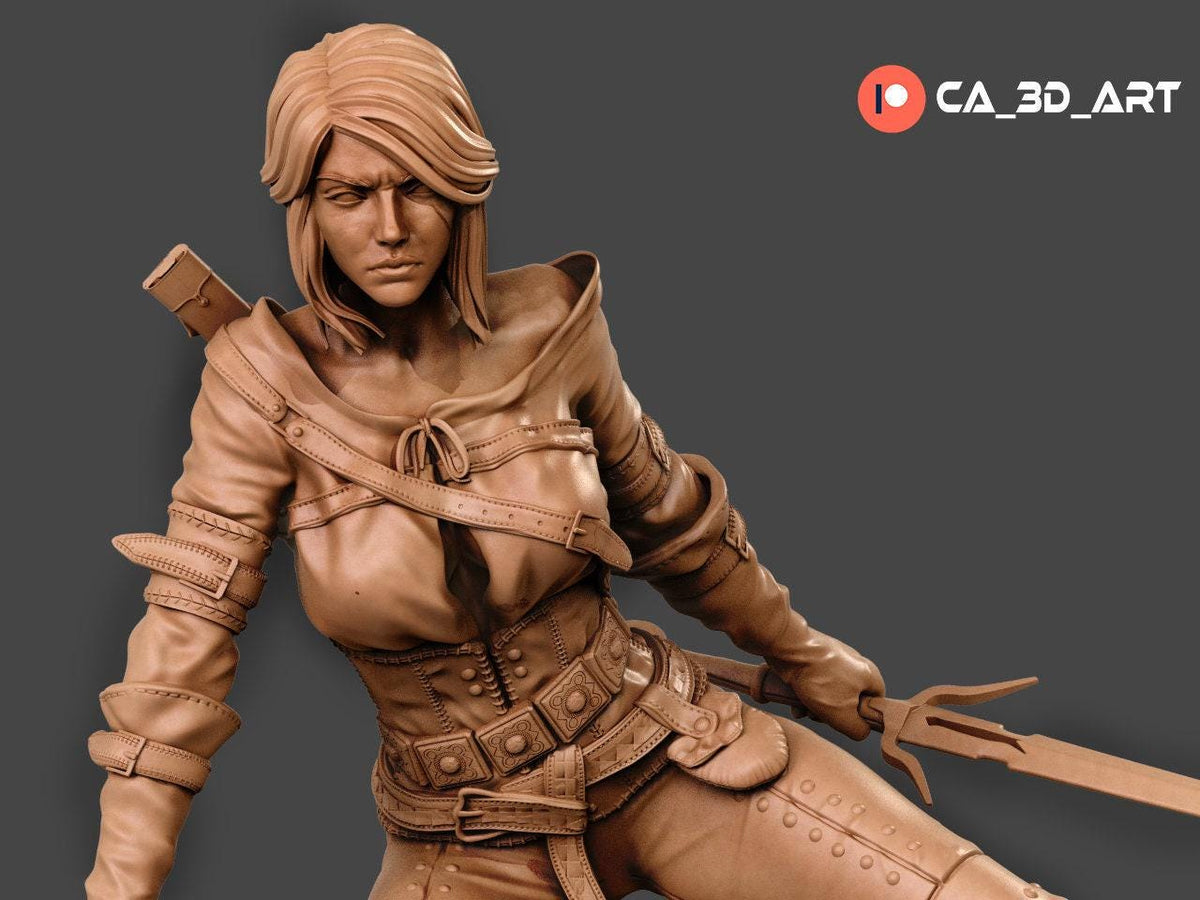 Ciri NSFW 3D Printed Statue – Mature Hooded Huntress Resin Collectible, Made to Order for Adult Collectors and Hobbyists
