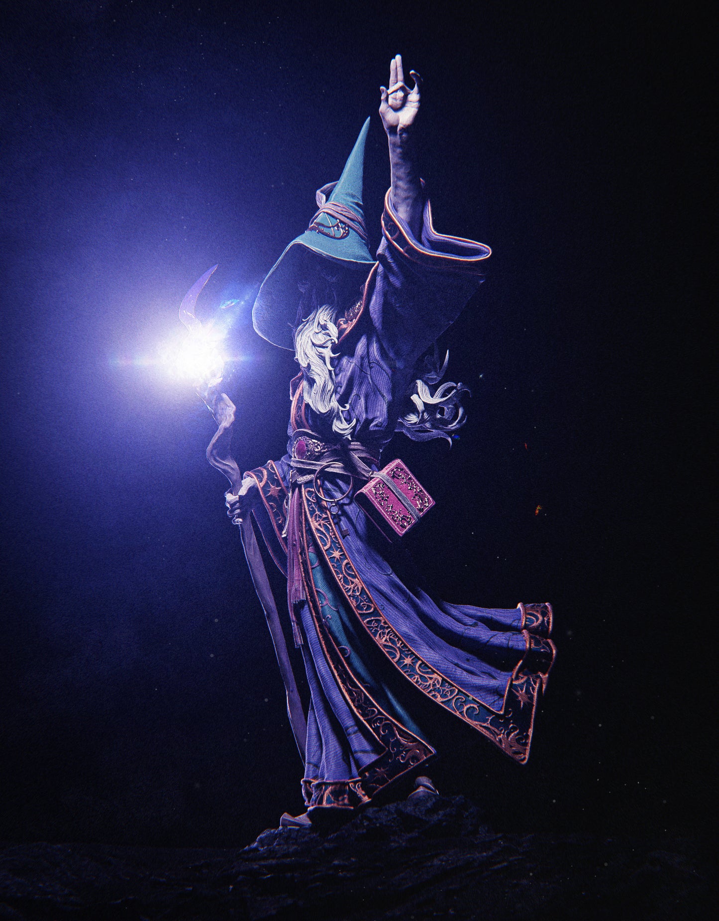 Merlin the Wizard 3D Printed Statue - Hand-Painted Fantasy Collectible or Unpainted RPG Miniature for DIY Painting