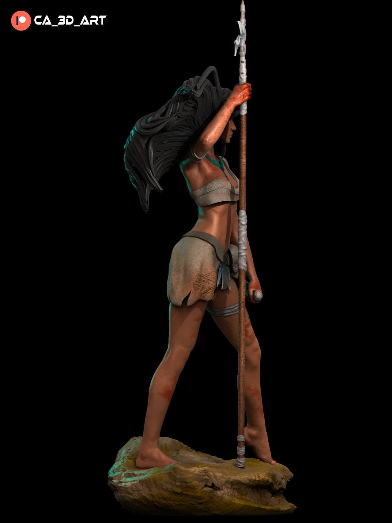 Inspired by legends, this Painted Tribal Warrior Princess is a stunning 3D printed collectible statue for discerning collectors.