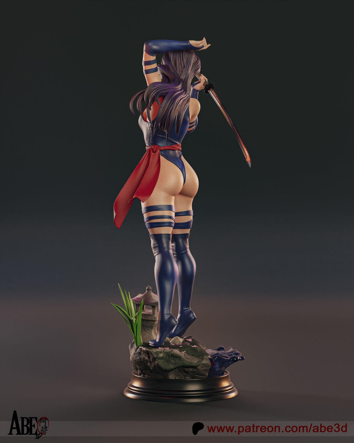 Psylocke X-Men NSFW 3D Printed Statue – Mature Comic Resin Collectible, Made to Order for Adult Collectors and Hobbyists