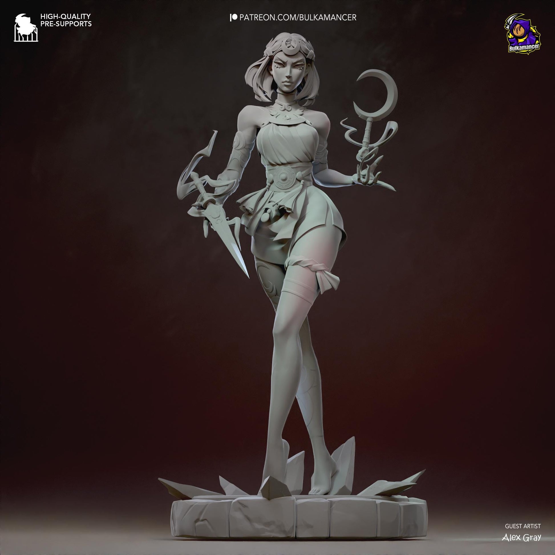 a statue of a woman holding scissors on a pedestal