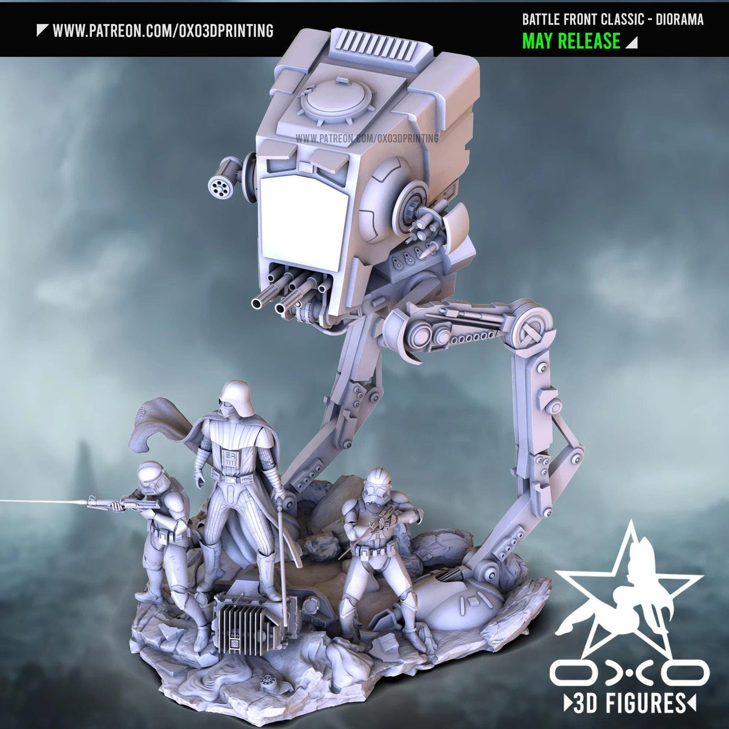 Epic Last Stand: Darth Vader & Stormtroopers 3D Printed Diorama Statue - Star Wars Collector's Miniature