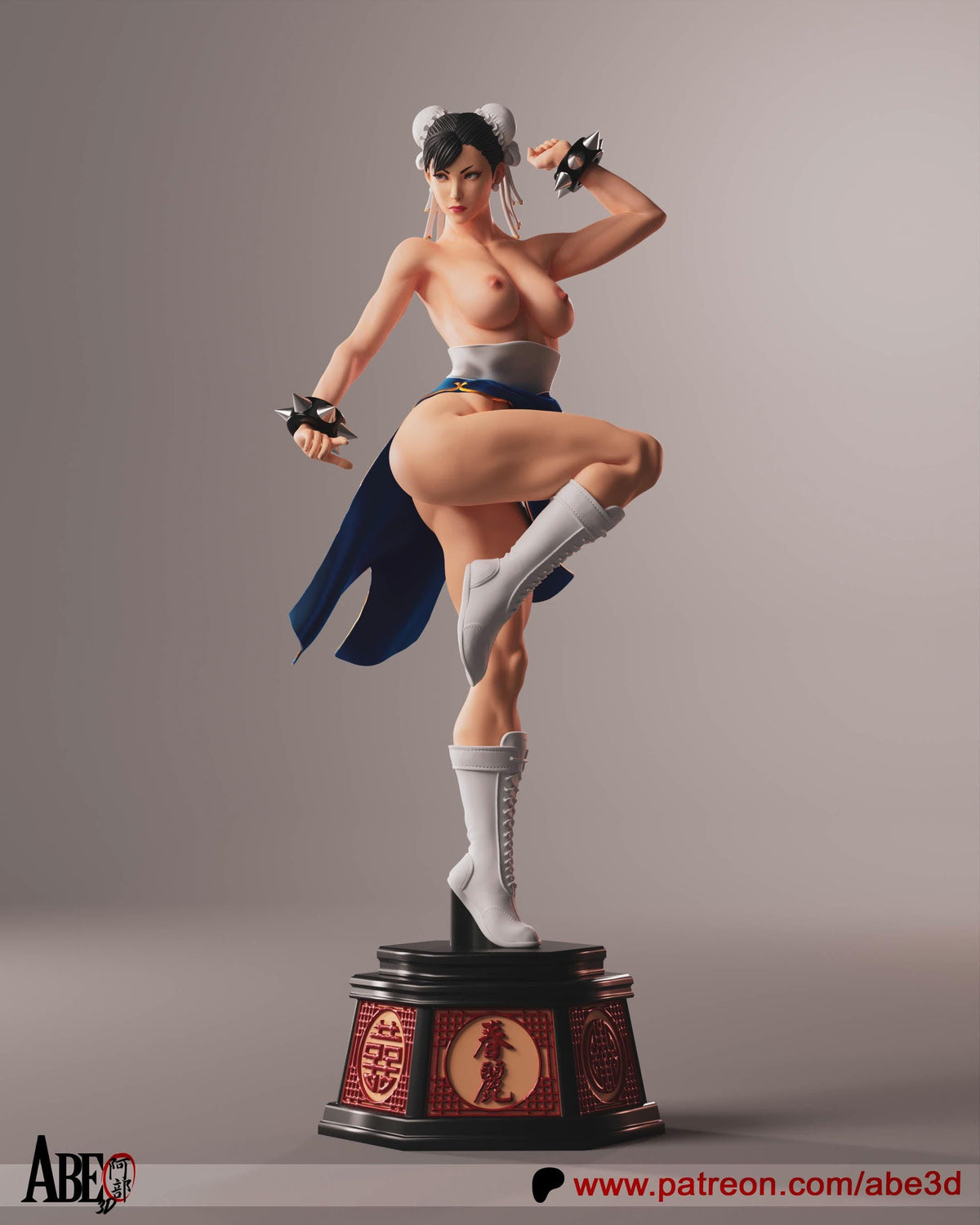 Chun Li NSFW 3D Printed Statue – Mature Martial Artist Resin Collectible, Made to Order for Adult Collectors & Fans