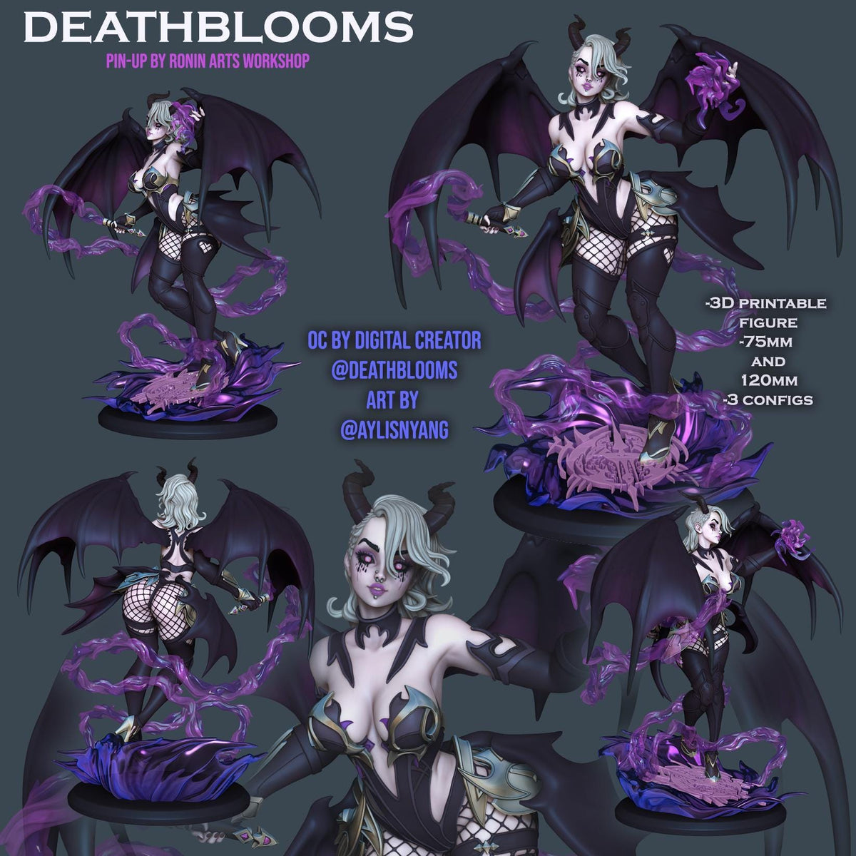 Death Blossom Bunny NSFW 3D Printed Statue – Mature Demon Pin-Up Resin Collectible, Made to Order for Adult Collectors