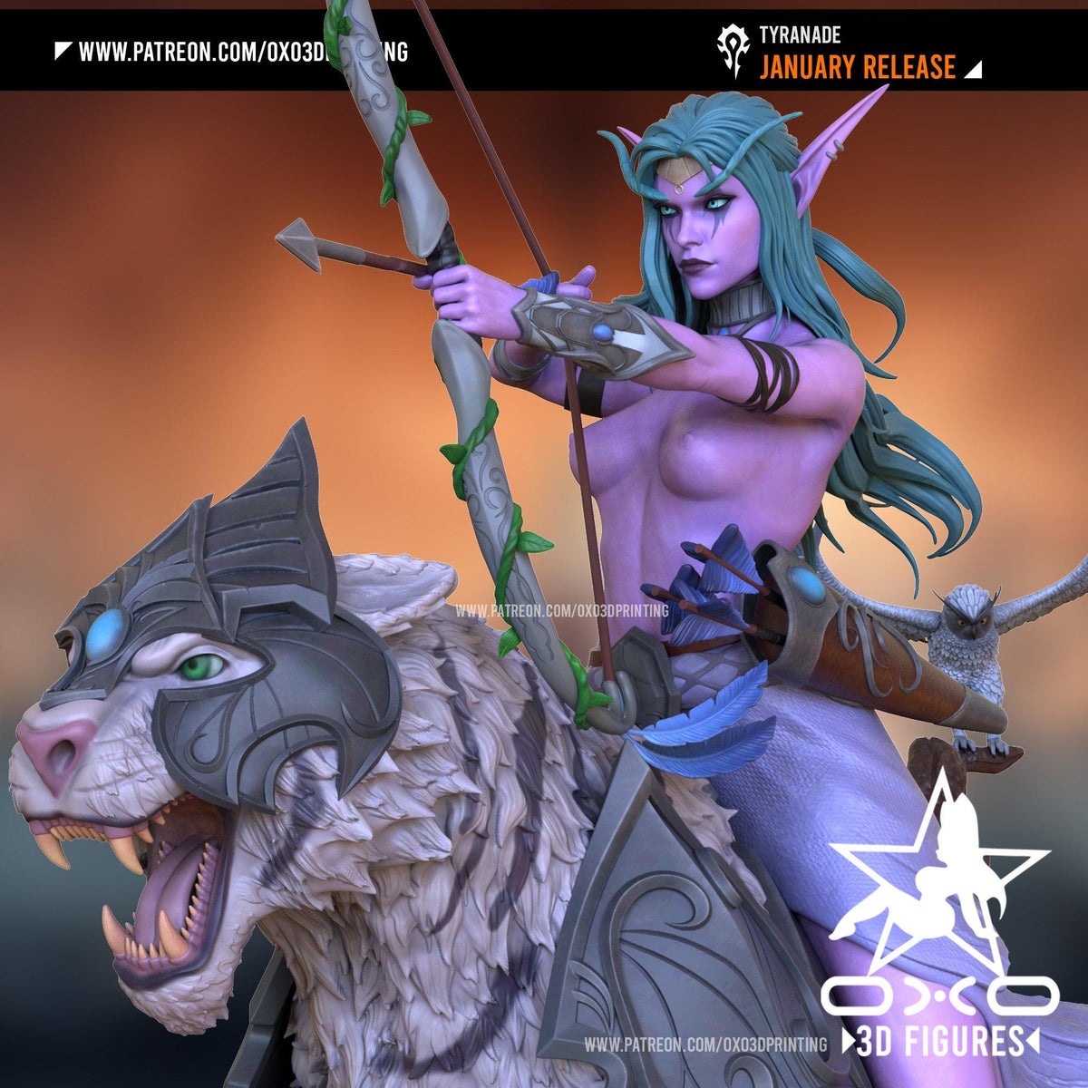 Tyrande Whisperwind NSFW 3D Printed Statue – Mature Fantasy Resin Collectible, Made to Order for Adult Collectors & Fans