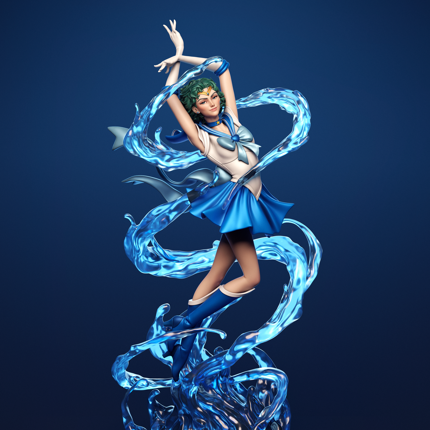 Hand-Painted Sailor Mercury 3D Printed Statue | Anime Figure Collectible | Detailed Fan Art Sculpture