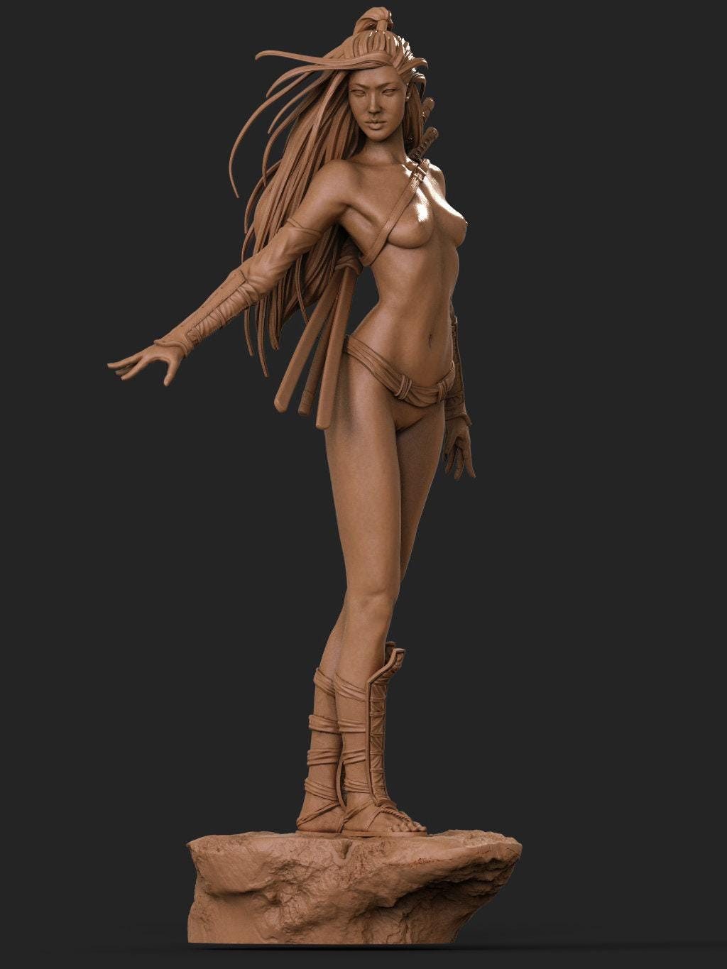 Asian Warrior: Powerful 3D Printed Statue - NSFW Historical Fantasy Collectible