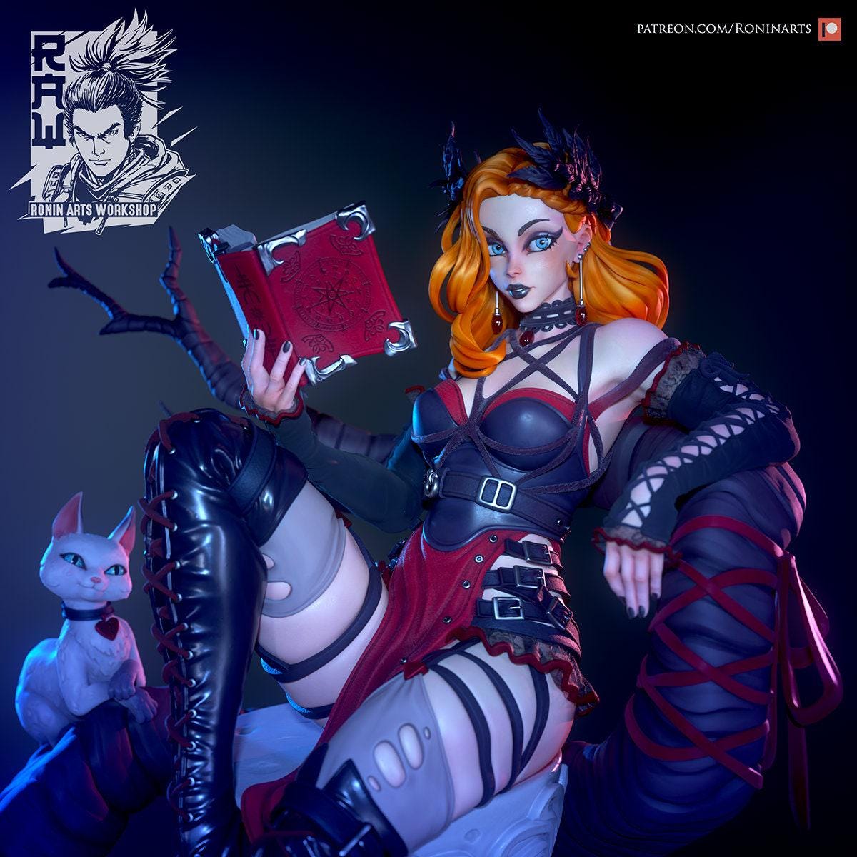 Pinup Rosine NSFW 3D Printed Statue – Mature Gothic Pin-Up Resin Collectible, Made to Order for Adult Collectors & Fans