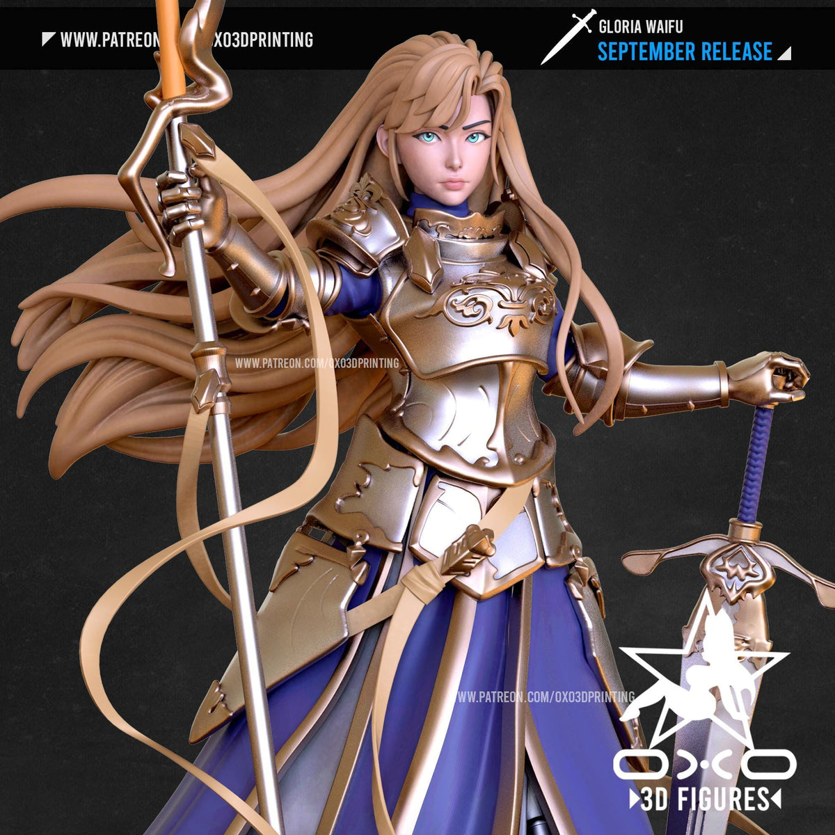 Gloria Warrior NSFW 3D Printed Statue – Mature Anime Maiden Resin Collectible, Made to Order for Adult Collectors & Fans