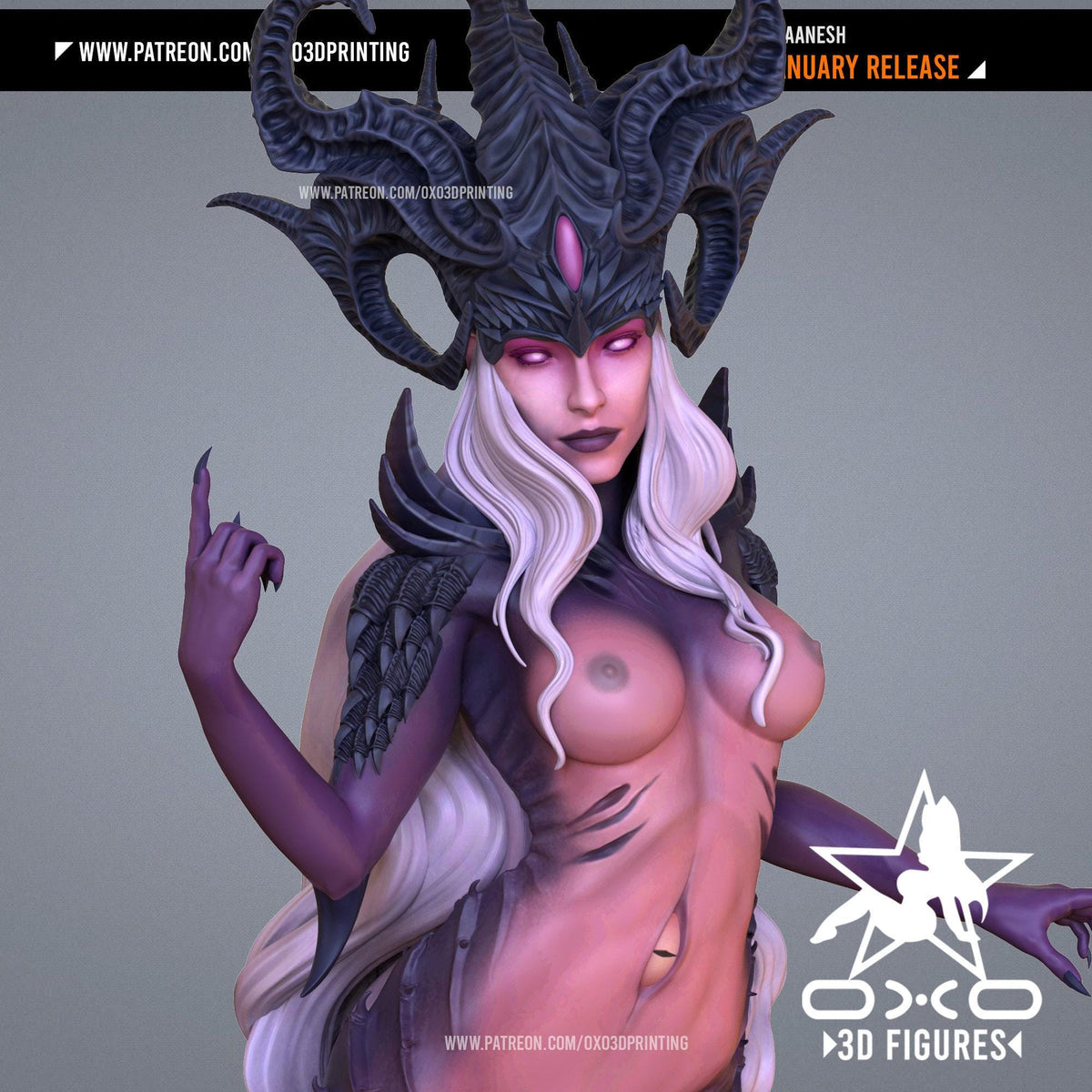Slaanesh Waifu NSFW 3D Printed Statue – Mature Warhammer-Inspired Resin Collectible, Made to Order for Adult Collectors