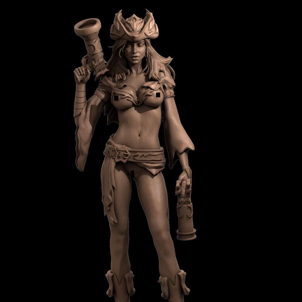 Miss Fortune NSFW 3D Printed Statue – Mature Pirate Hunter Resin Collectible, Made to Order for Adult Collectors & Fans