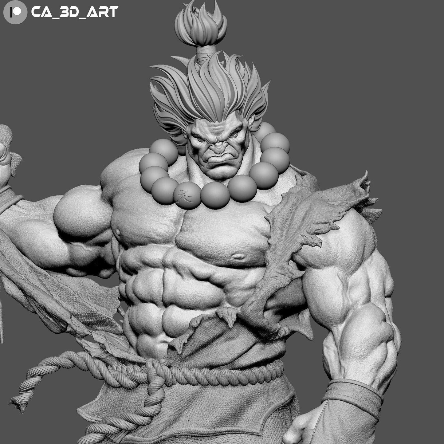 Unleash the Raging Demon: Akuma 3D Printed Resin Collectible Statue - Street Fighter Icon