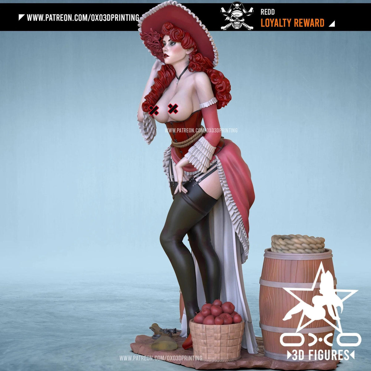 Redd Cowgirl NSFW 3D Printed Statue – Mature Western Pin-Up Resin Collectible, Made to Order for Adult Collectors & Fans
