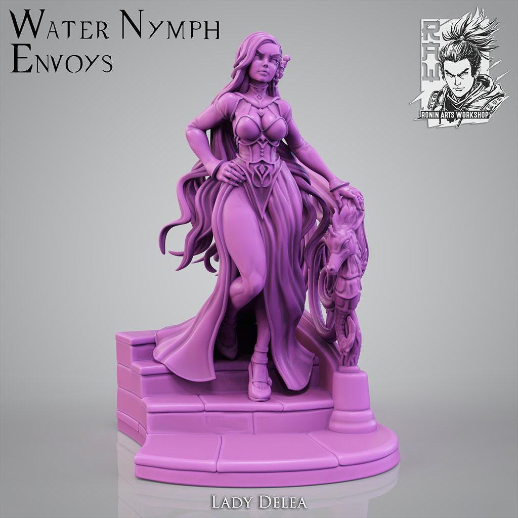 Water Nymph Envoys Miniatures - 35mm Mermaid Collectible Figurines for Dungeons & Dragons, Pathfinder, Tabletop Gaming Decor