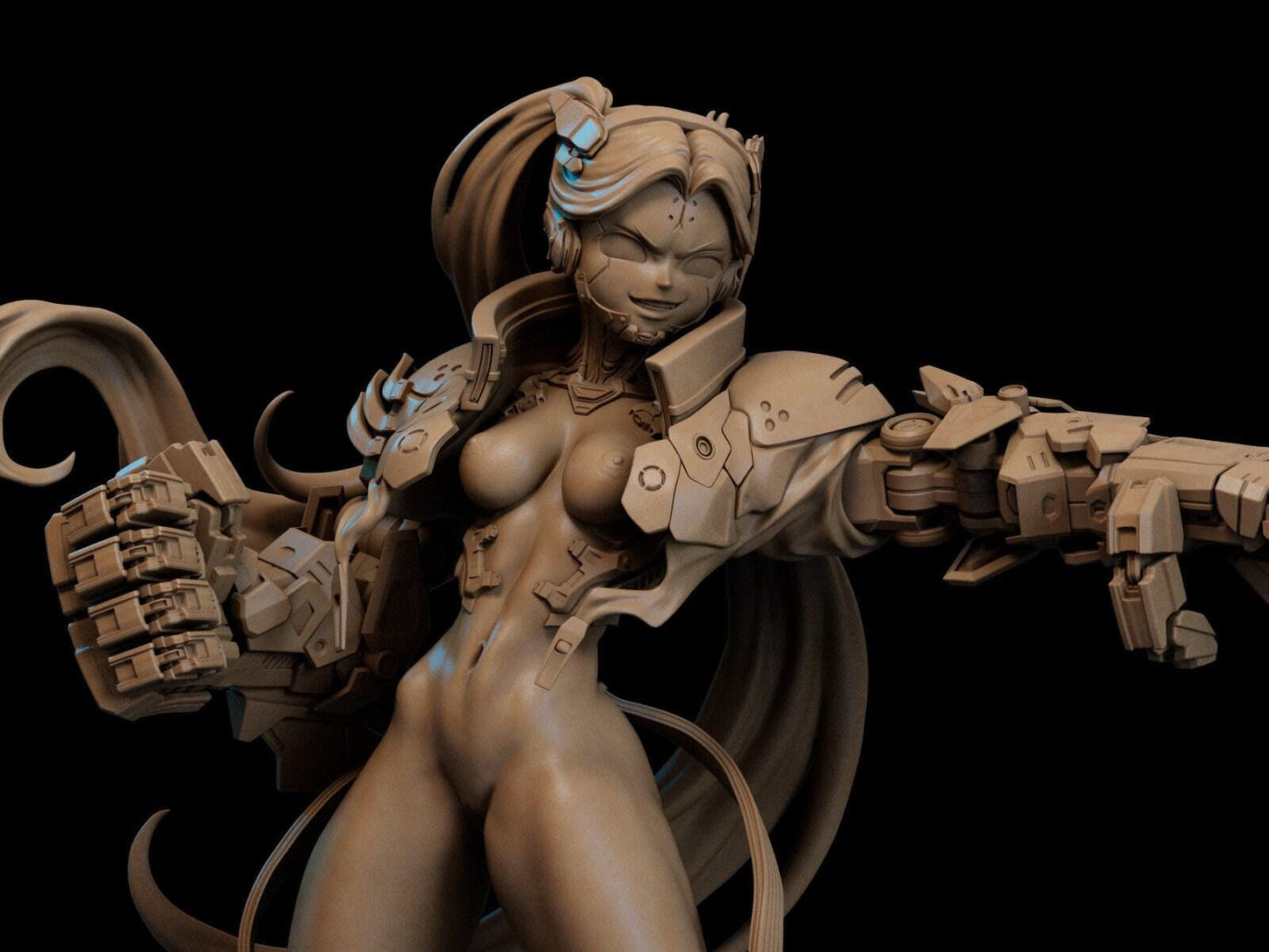 Explosive Rebecca Smasher 3D Printed Statue: Iconic Cyberpunk Edgerunners Anime Fan Art Collectible