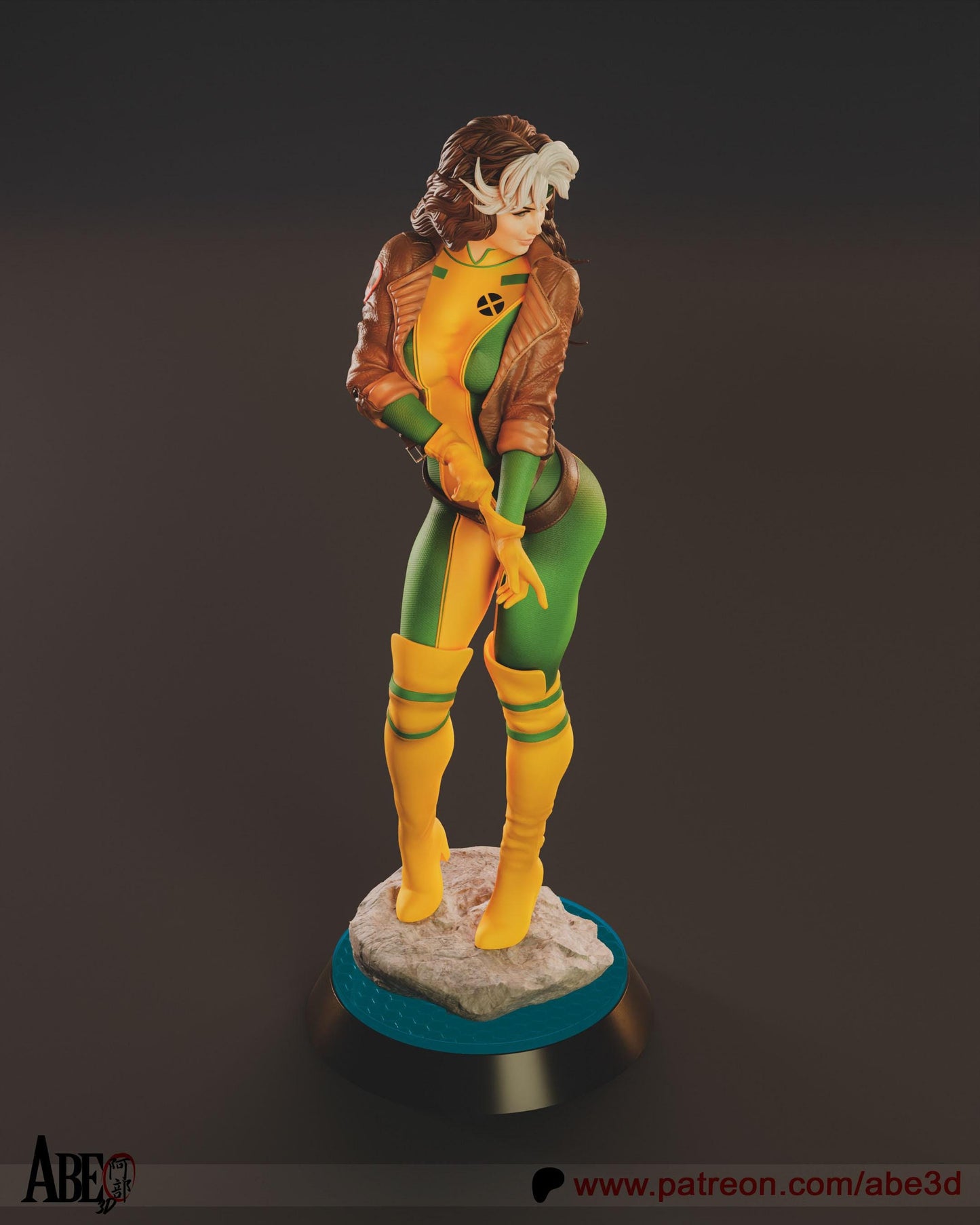 Dynamic Rogue X-Men 3D Printed Miniature Statue: Iconic Marvel Heroine Fan Art Collectible Figure