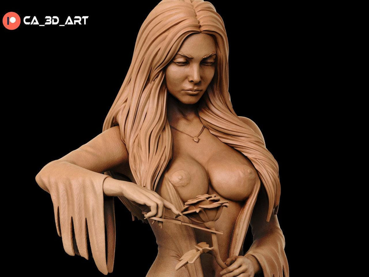 Morticia Addams NSFW 3D Printed Statue – Mature Gothic Matriarch Resin Collectible, Made to Order for Adult Collectors