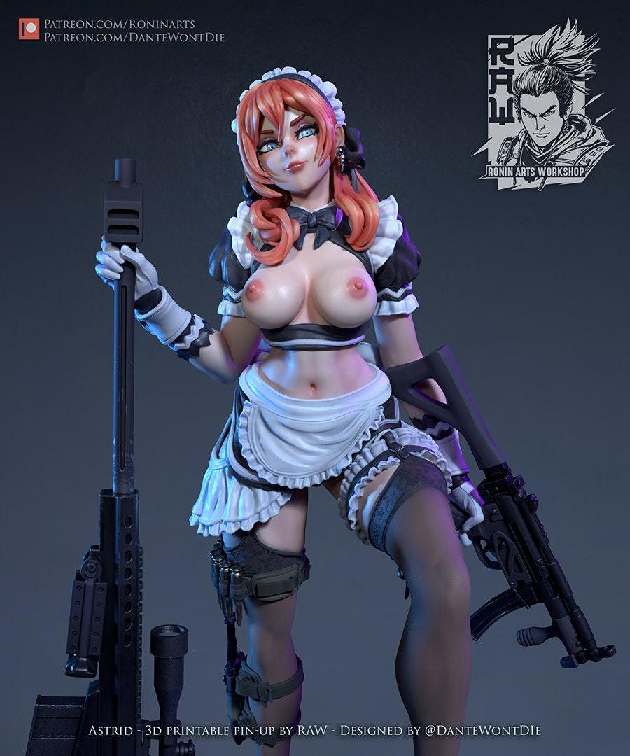 Astrid Pinup NSFW 3D Printed Statue – Mature Pin-Up Art Resin Collectible, Made to Order for Adult Collectors & Fans