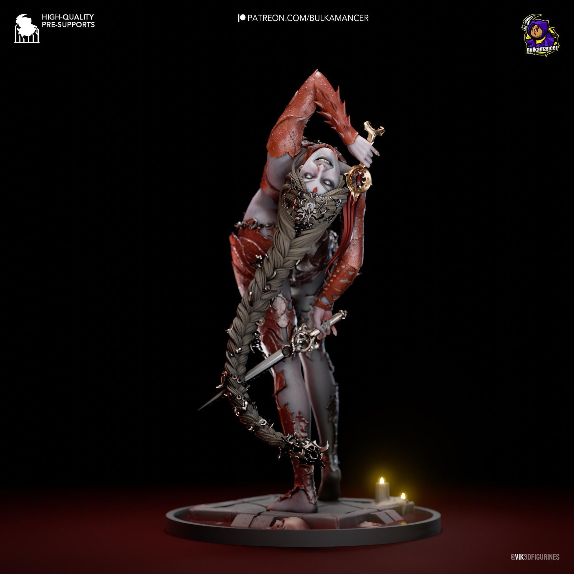a statue of a demon holding a sword