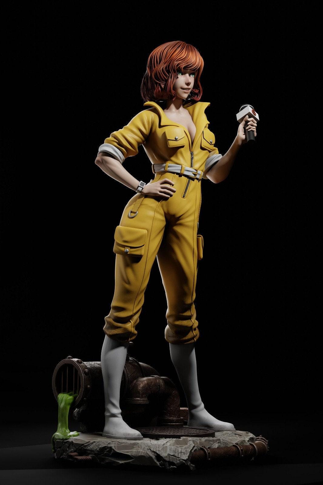 April O'Neil TMNT NSFW 3D Printed Statue – Mature Comic Heroine Resin Collectible, Made to Order for Adult Collectors