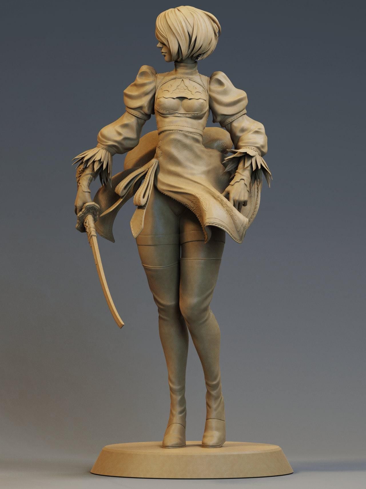 Nier Automata 2B 3D Printed Collectible Mini Statue – Iconic Gaming Figure (NSFW Option)
