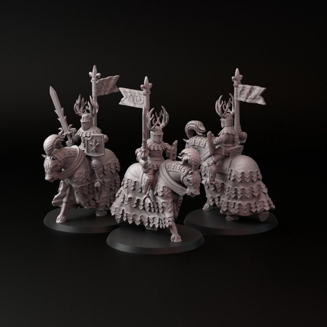 Green Knights 3D Print Collectible Resin Miniature dnd Pathfinder ttrpg wargames d20 rpg 28mm 32mm 35mm 40mm 54mm 75mm dungeons and dragons