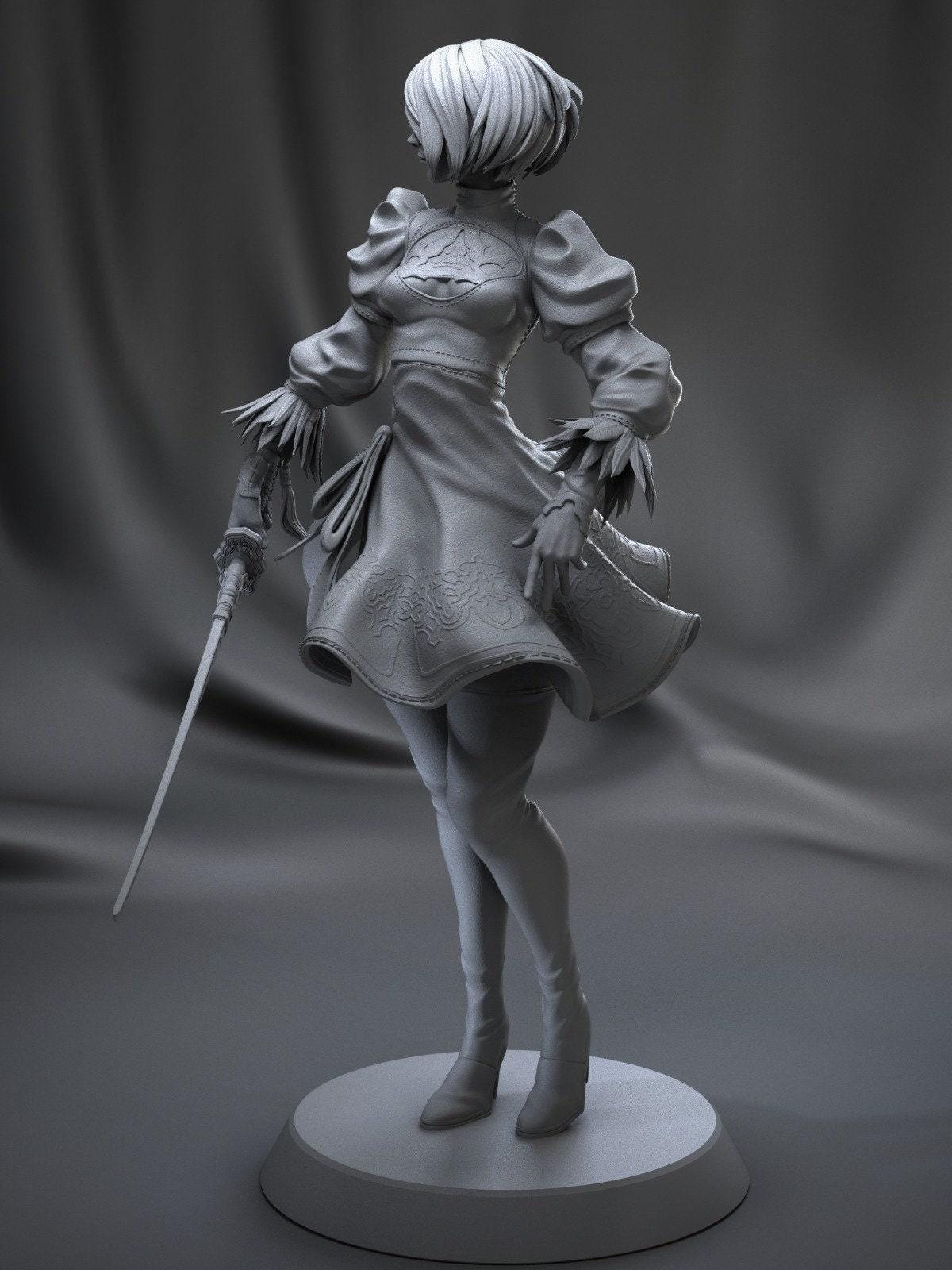 Nier Automata 2B 3D Printed Collectible Mini Statue – Iconic Gaming Figure (NSFW Option)