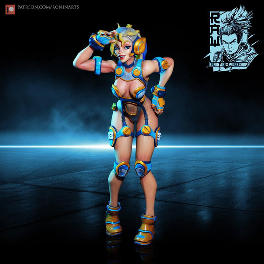 Jane Mech Pilot Collectible Figure | Sci-Fi Pin-Up Resin Miniature for Custom Painting
