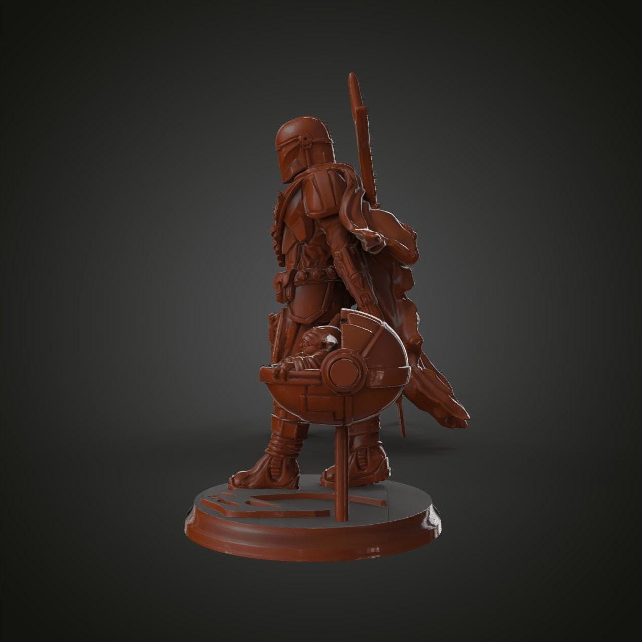 Bounty Hunter with Companion Collectible Fanart Miniature, 3d Print, 3d Printed Miniature