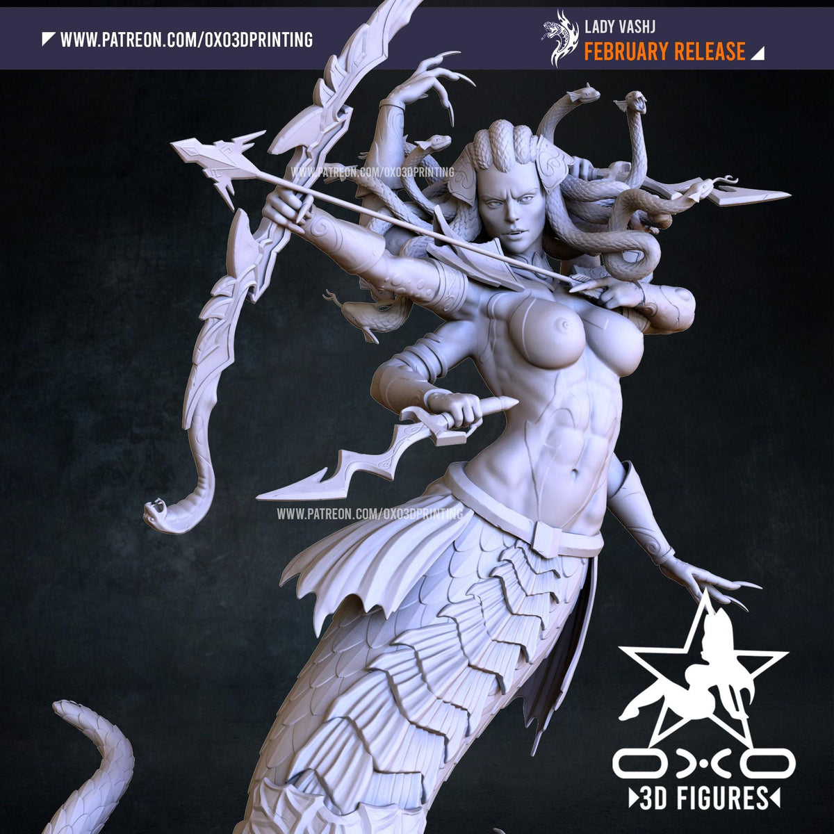 Lady Vashj NSFW 3D Printed Statue – Mature World of Warcraft Naga Resin Collectible, Made to Order for Adult Collectors