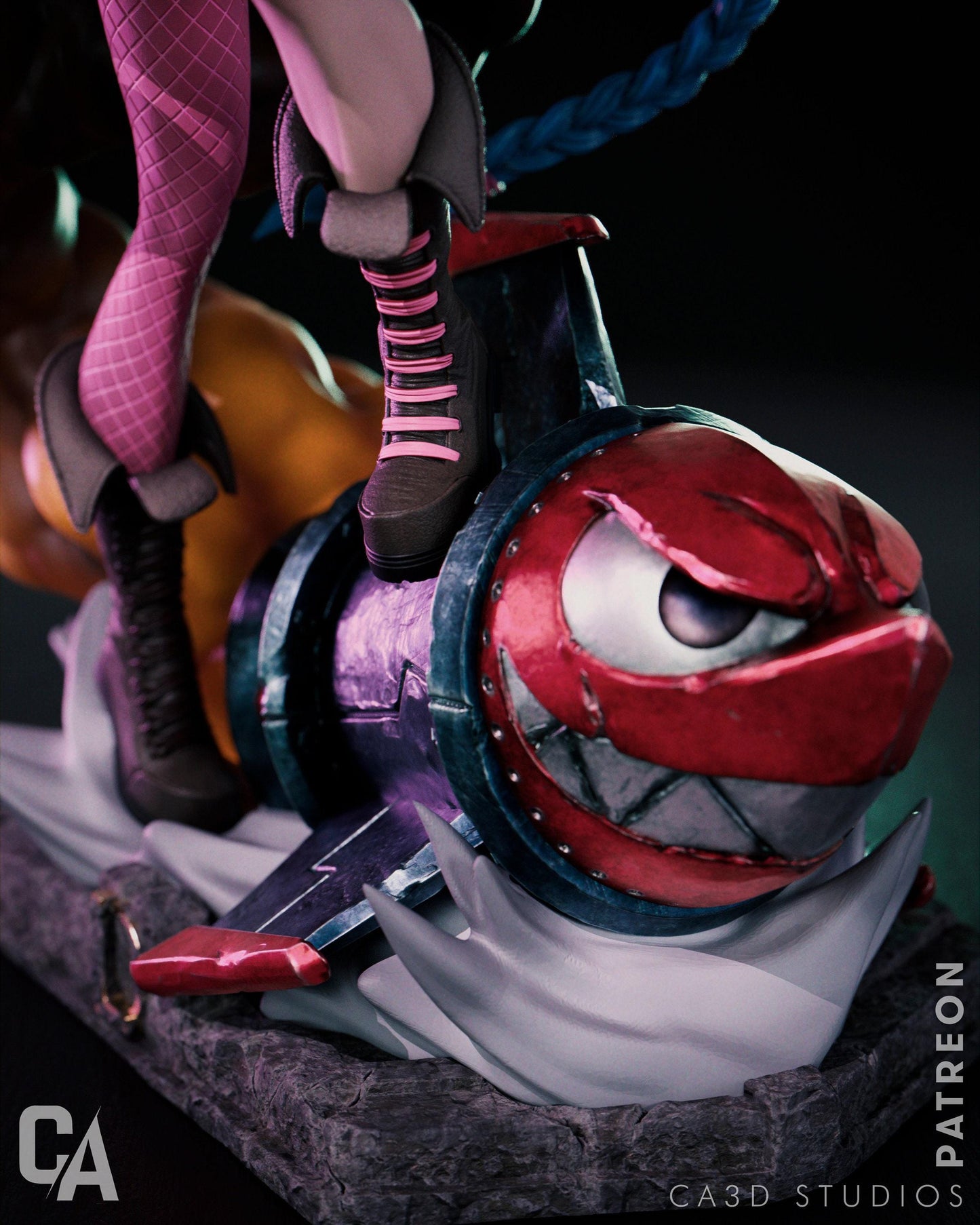 Arcane Jinx 3D Printed Statue, a Hand-Painted League of Legends Collectible Figure. A Must-Have Gaming Gift and Desk Decor.