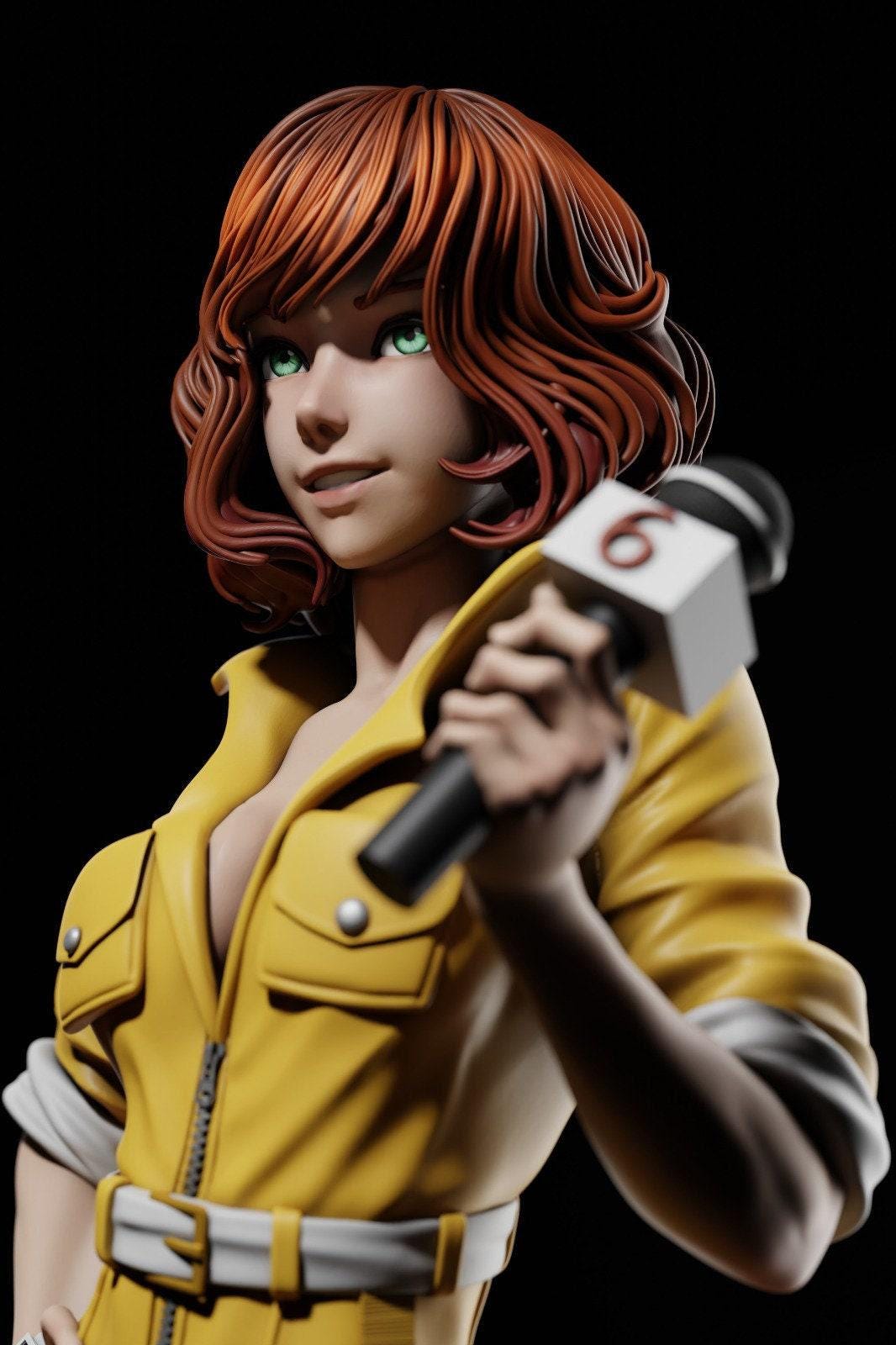 April O'Neil TMNT NSFW 3D Printed Statue – Mature Comic Heroine Resin Collectible, Made to Order for Adult Collectors