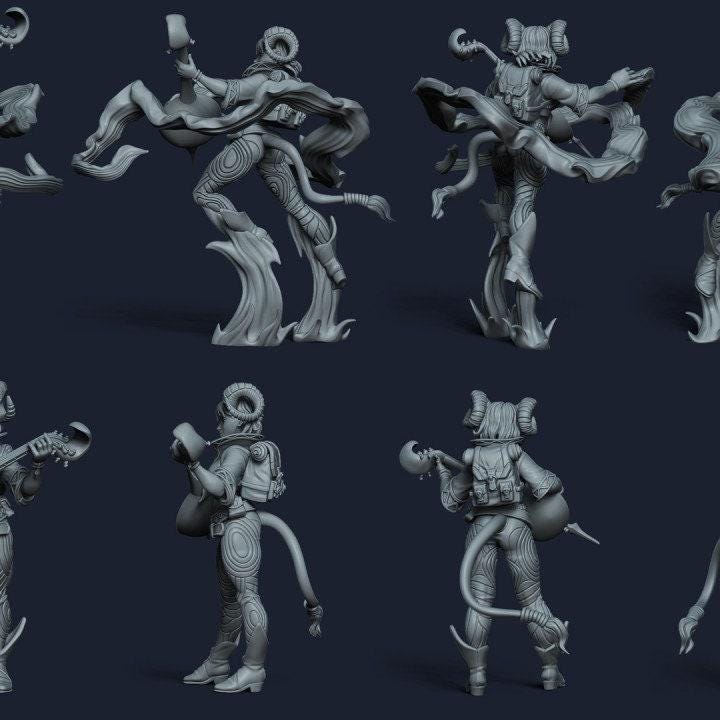Shainda Tiefling Bard: A Captivating 3D-Printed Miniature for DnD, Pathfinder, and Tabletop Adventures 35 mm