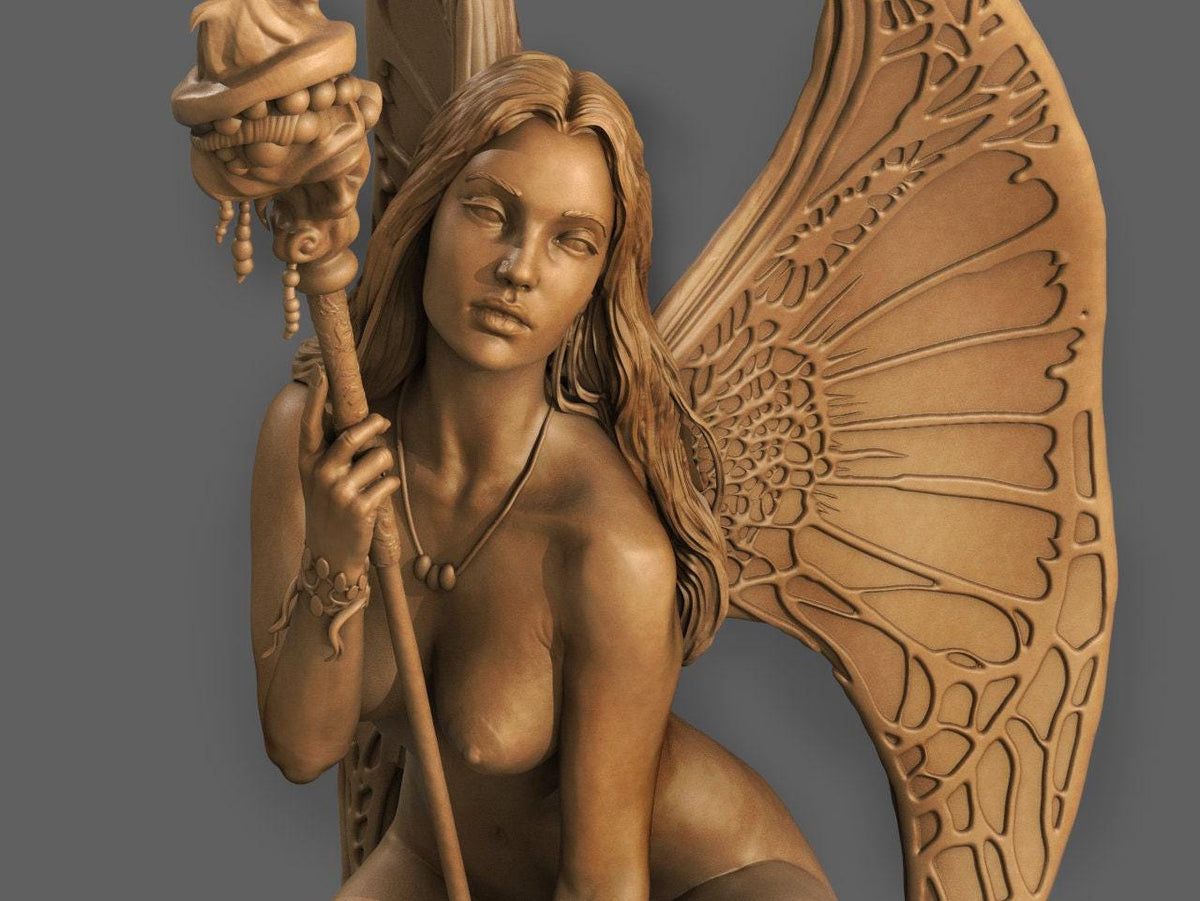 Boris Vallejo Style Butterfly Wings NSFW 3D Printed Statue – Mature Fantasy Resin Collectible, Made to Order for Adults