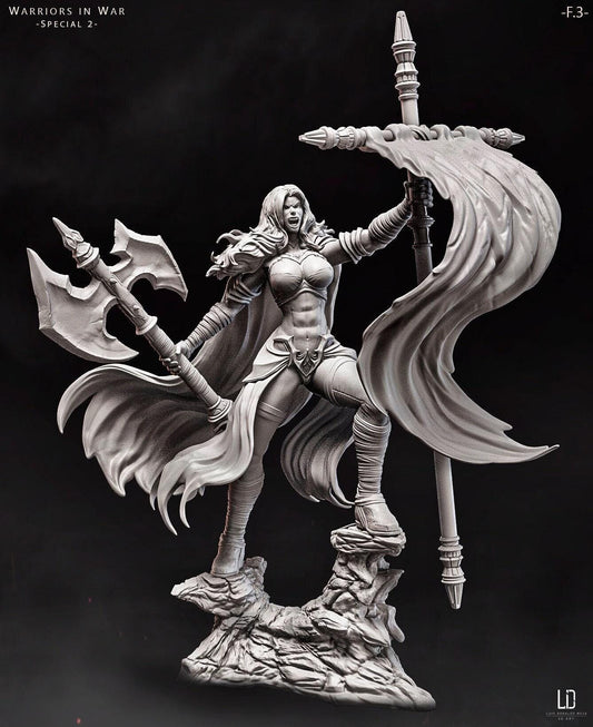 Axia Stormblade: Collectible Barbarian Warrior Statue – Hand-Painted (or 3D Printed) Resin Fantasy Figure