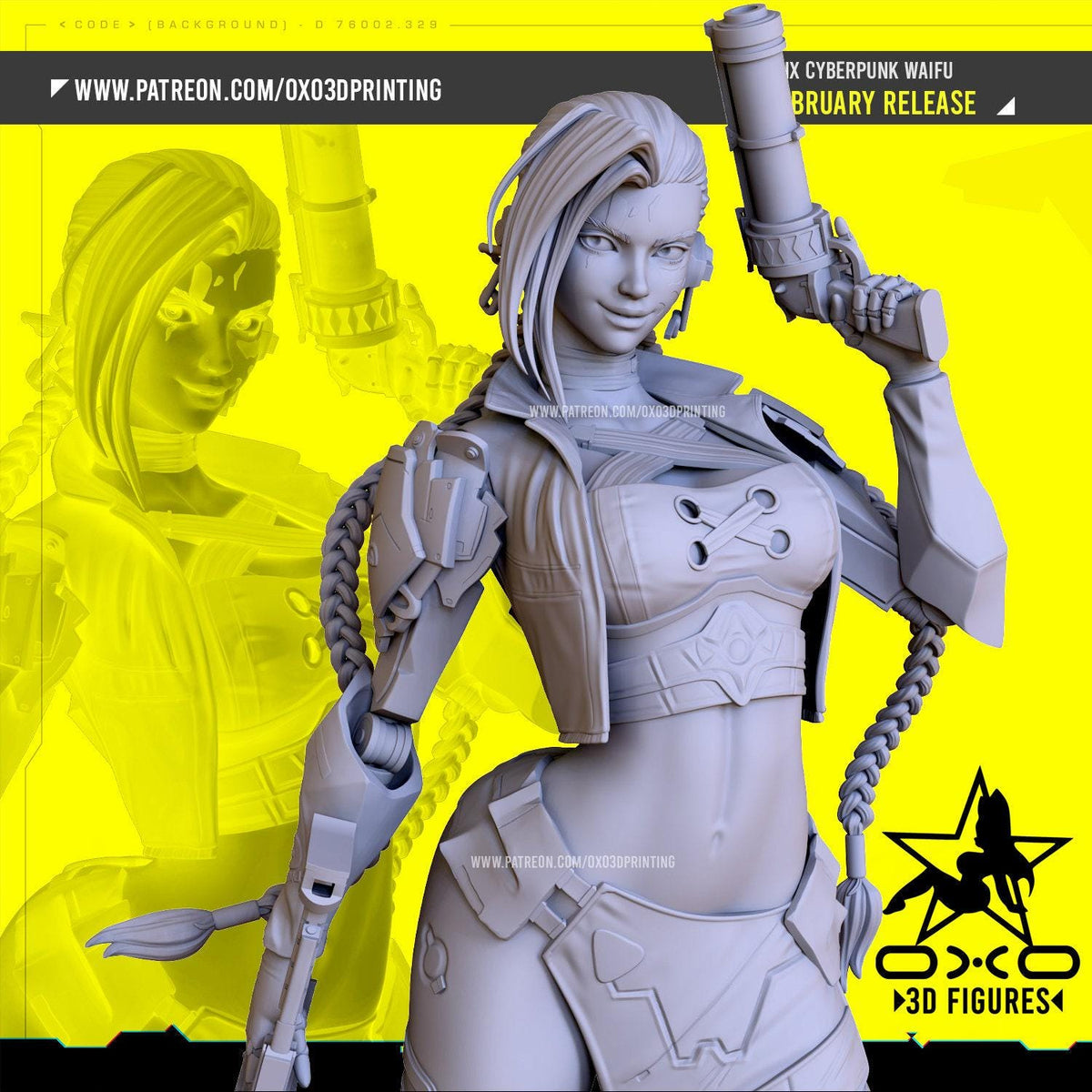 Cyberpunk Jinx NSFW 3D Printed Statue – Mature Crossover Champion Resin Collectible, Made to Order for Adult Collectors