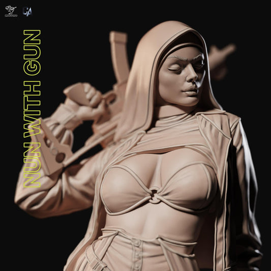 Nun with Gun Fanart Statue: Premium 3D Printed Resin Collectible Figure – Unique & Detailed