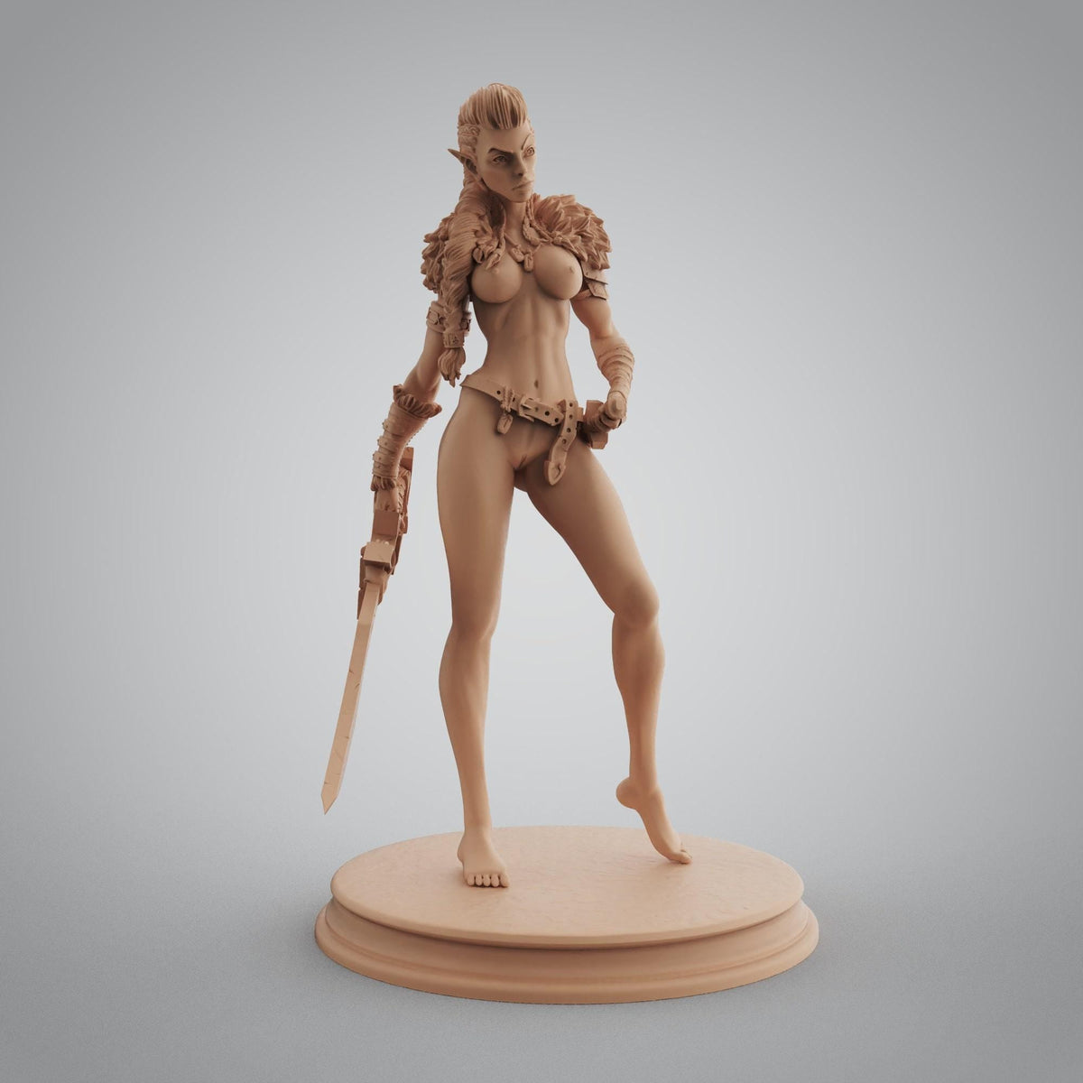 Elf Barbarian Warrior NSFW 3D Printed Statue – Mature Fantasy Resin Collectible, Made to Order for Adult Collectors