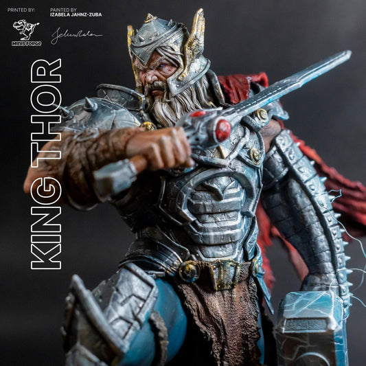 Thor King of Asgard Painted 3D Print Statue: Majestic Marvel Collectible Figure, Detailed God of Thunder Design, Asgard Decor