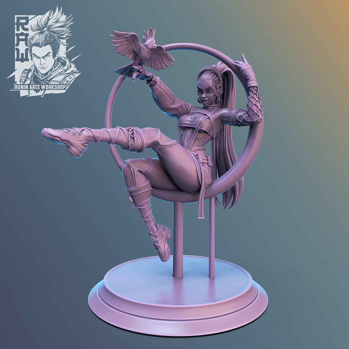 Pin Up Angelique NSFW 3D Printed Statue – Mature Framed Fantasy Resin Collectible, Made to Order for Adult Collectors