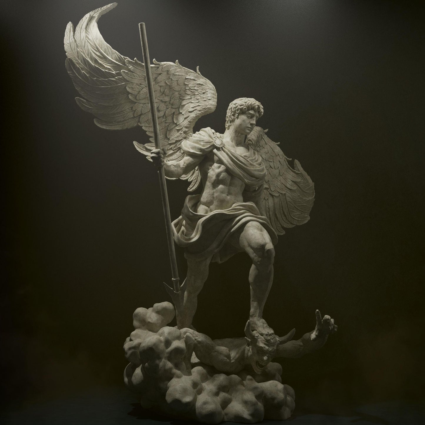 Archangel Michael Collectible Statue: Hand-Painted 3D Resin Figure - Divine Guardian Angel