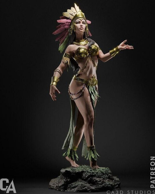Aztec Goddess 3d print Collectible Miniature statue figure gift idea for man woman painter Xōchiquetzal painted