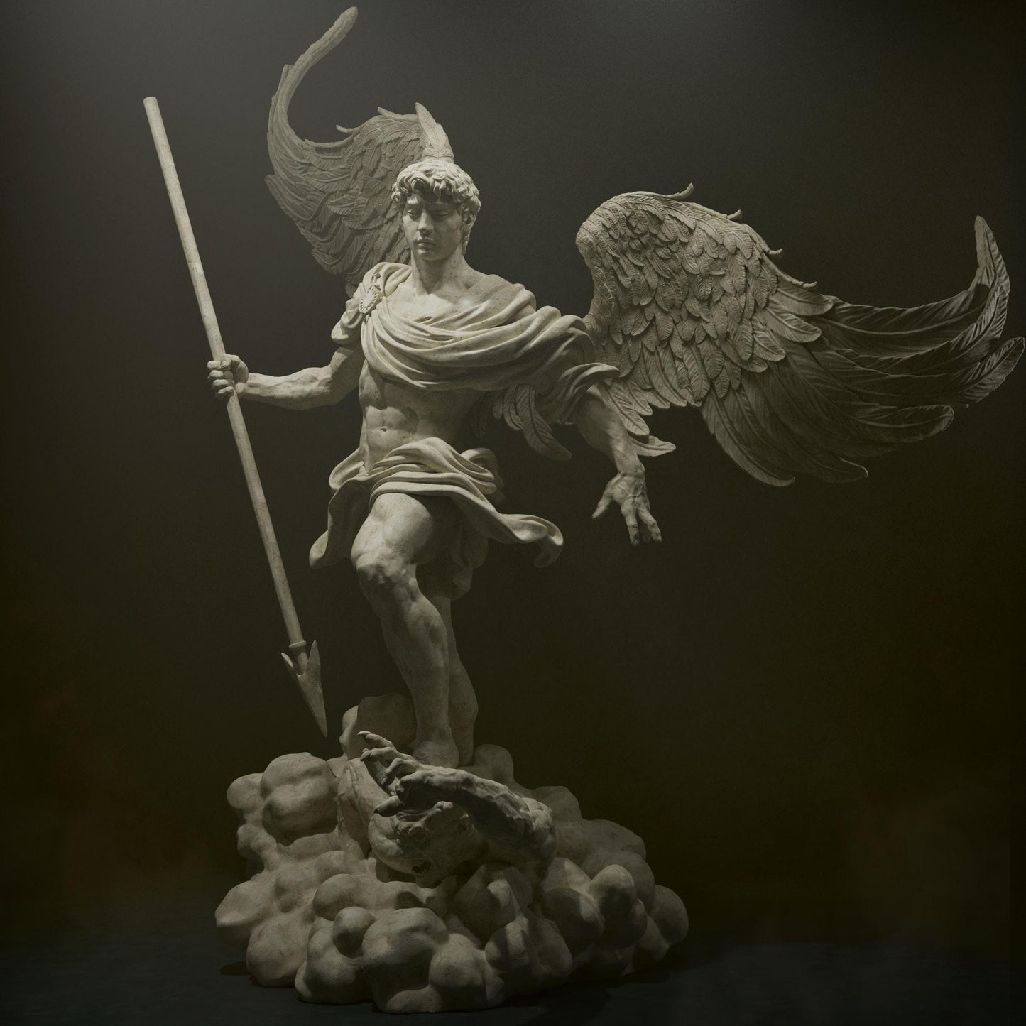 Archangel Michael Collectible Statue: Hand-Painted 3D Resin Figure - Divine Guardian Angel