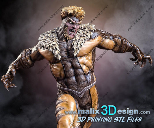 Epic Sabretooth 3D Printed Resin Statue: Marvel X-Men Villain Fan Art Collectible Figure