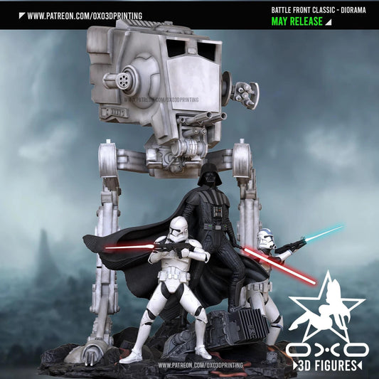 Battle Front Diorama 3D Printed Miniature Statue - painted Collectible Figurine - Unique Gift Idea for Gamers