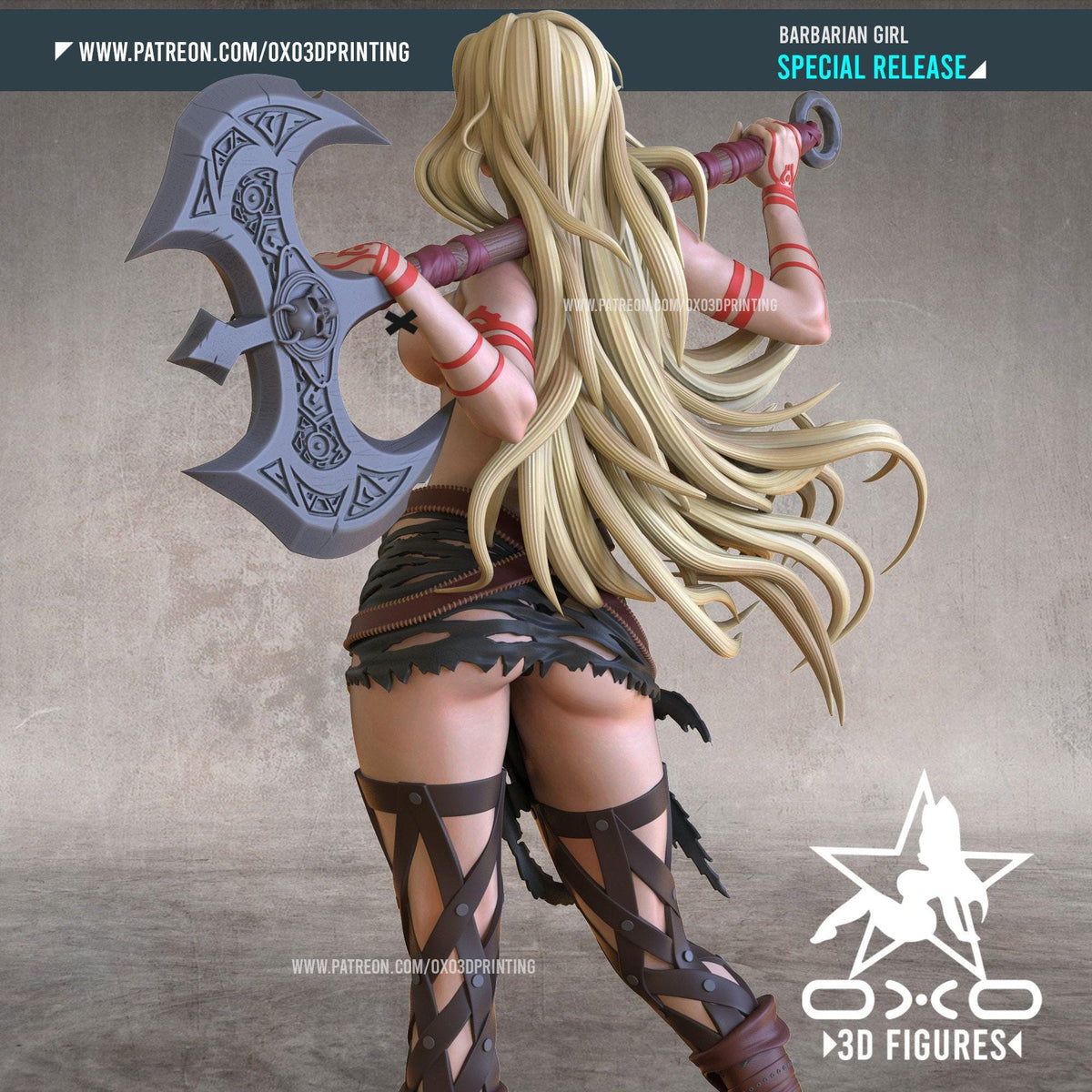 Barbarian Waifu NSFW 3D Printed Statue – Mature Fantasy Warrior Resin Collectible, Made to Order for Adult Collectors