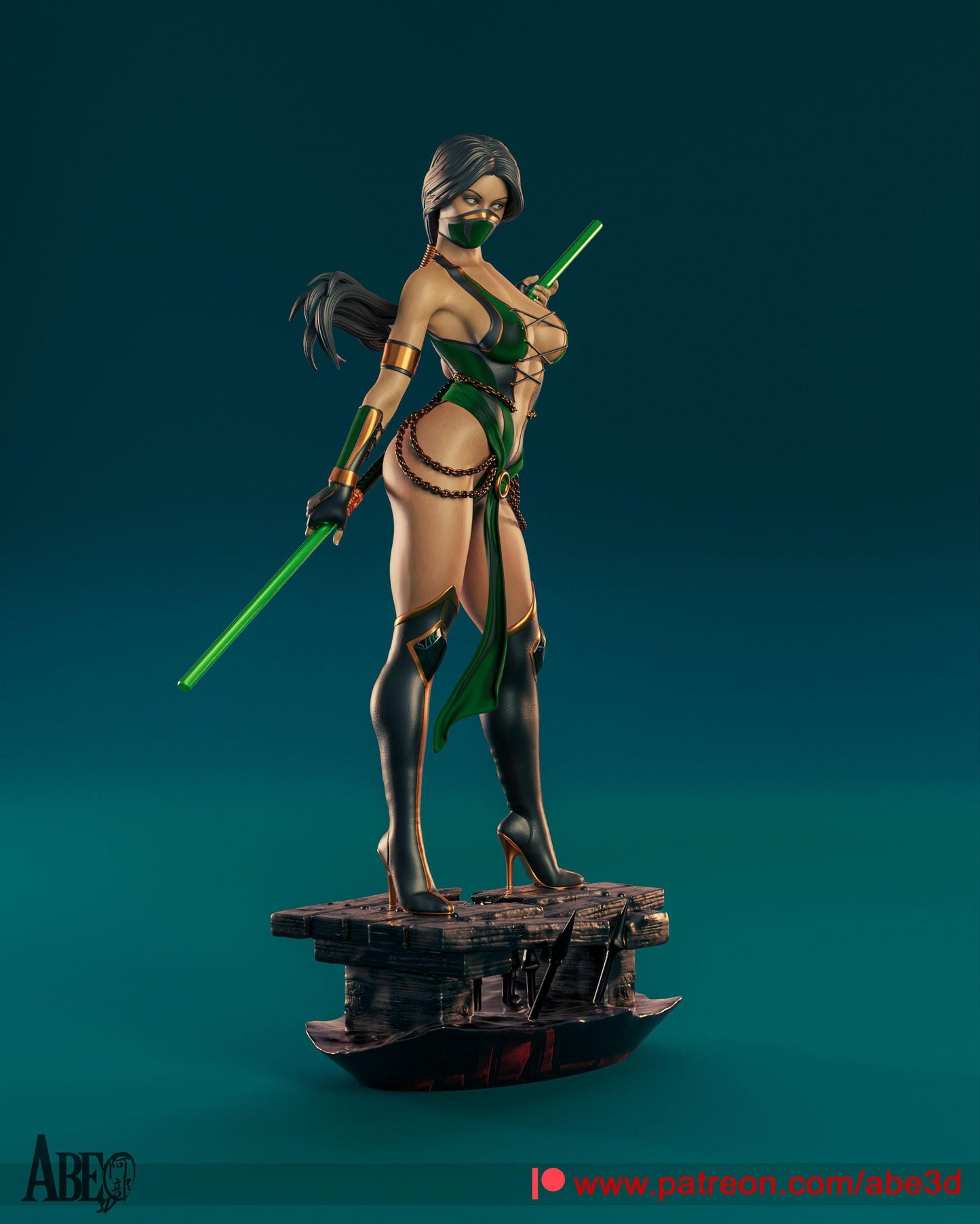 Jade Mortal Kombat Fanart 3D Print Collectible Resin Statue Pin Up Figure SFW NSFW